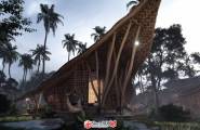 巴厘岛野奢别墅酒店 木结构大屋顶东南亚海岛风情