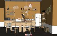 现代厨房餐厅室内SU模型（含贴图文件）