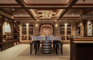 葡萄酒窖酒庄品酒室原木色砖墙现代室内设计