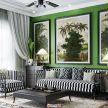 墨绿复古客餐厅室内设计，包含材质贴图