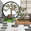 新中式庭院景观su模型