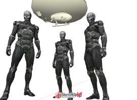 异形钢铁战士SU模型，科幻场景ENS渲染