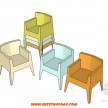 一组彩色简约椅子