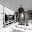 现代北欧住宅SU模型下载-家装室内设计