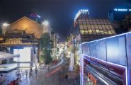 一组民国风的汉街夜景图