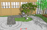 日式小庭院景观设计模型