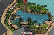 东南亚风格景观游泳池模型~