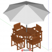 户外木质遮阳伞桌椅-1