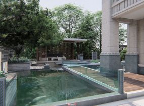 新方案-别墅花园设计之镜面水效果图-1