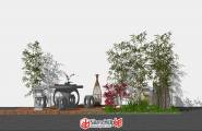 中式景观室外桌椅SU模型下载