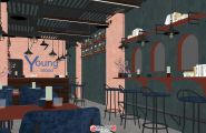 分享一个摩登复古风格的咖啡厅SketchUp模型