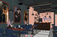 分享一个摩登复古风格的咖啡厅SketchUp模型