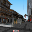 中式古镇古建筑商业街SU模型下载